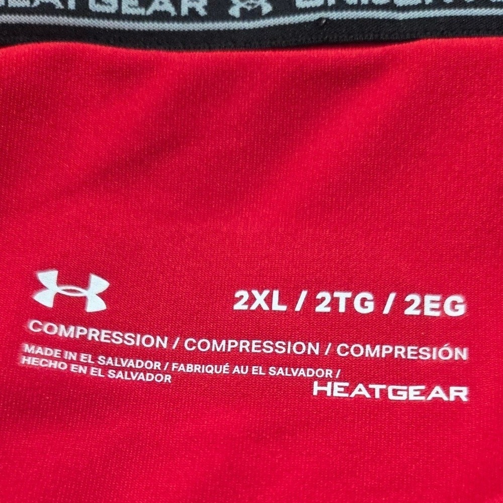 Under Armour HeatGear Mens‎ Compression Shirt XXL Red Long Sleeve Athletic NWT - Picture 7 of 12